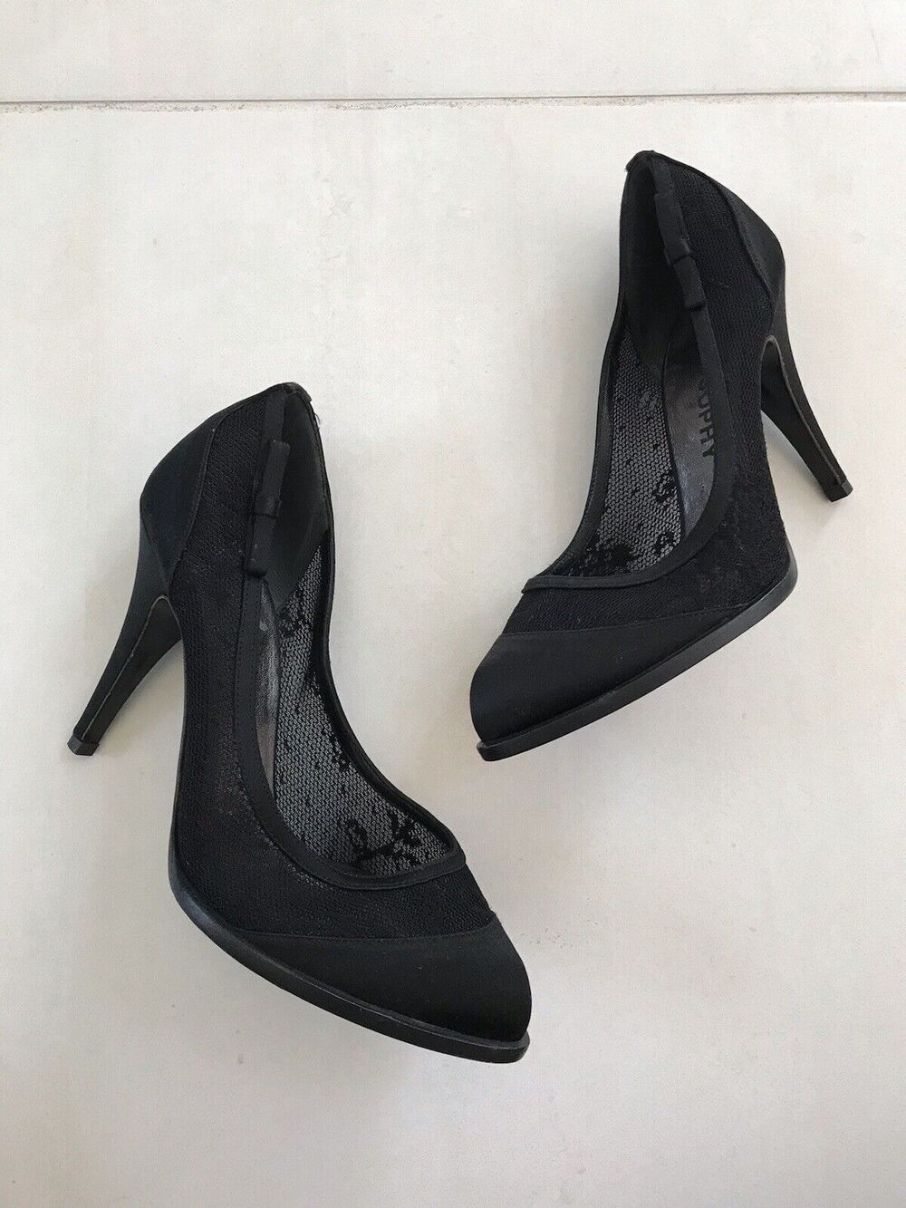 Philosophy di Alberta Ferretti Lace Satin Pumps Heels Black FLAWS